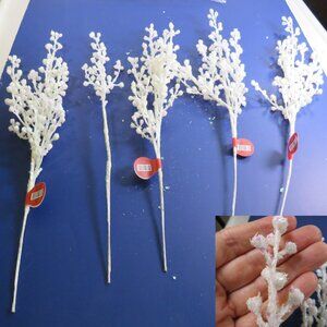 White Flower Branches with Iridescent Glitter mixed in Floral Stems